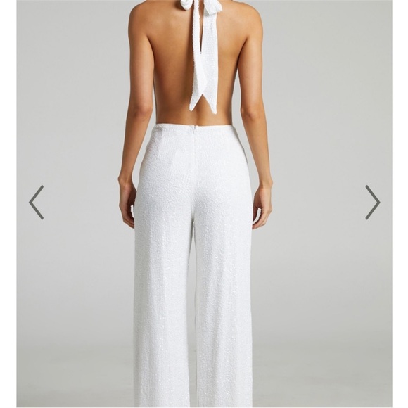 NWT showpo. JULIEN JUMPSUIT - BACKLESS WIDE LEG COWL NECK SEQUIN JUMPSUIT - Picture 6 of 7